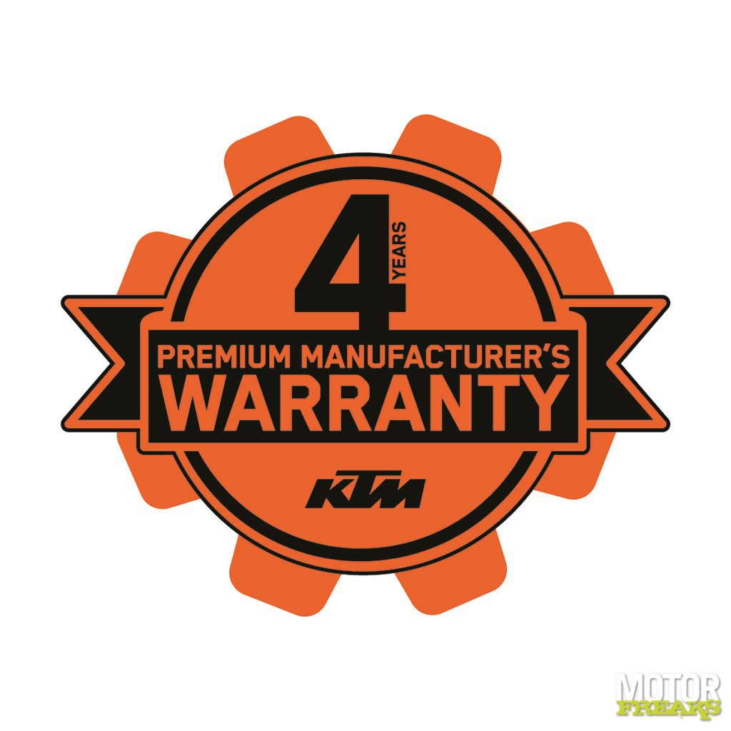 KTM gives a 4 -year warranty on certain models (and under strict conditions)